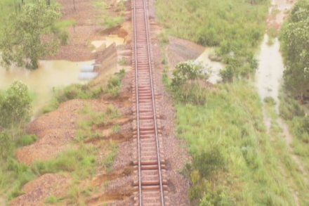 Damaged rail line near Adelaide River, NT