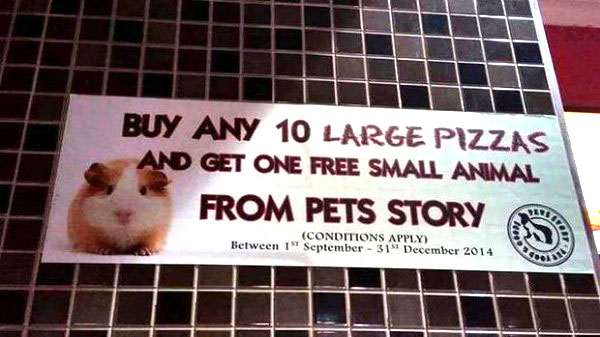 买10个大披萨送1只小动物？澳必胜客荒谬行销被骂翻