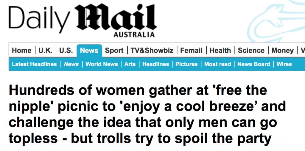澳洲举办「解放咪咪」裸体野餐，高呼女性裸体无罪！...話說真的有這麼熱嗎？