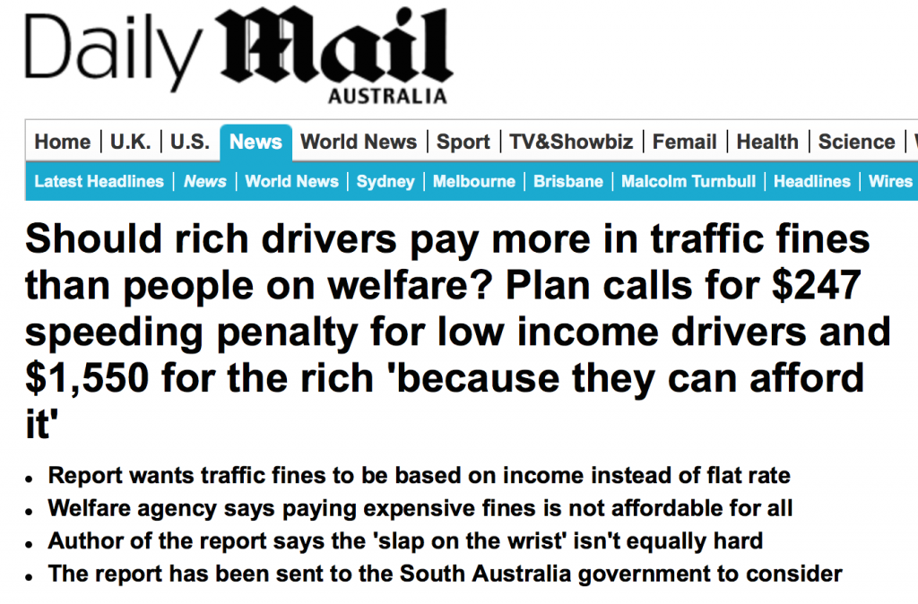 交通罚款也分贫富？慈善机构表示：有钱就應該多交点！