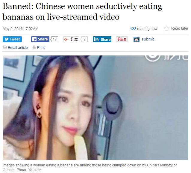 听说中国已经禁止女主播直播吃香蕉，看看国外直播是怎么玩的？