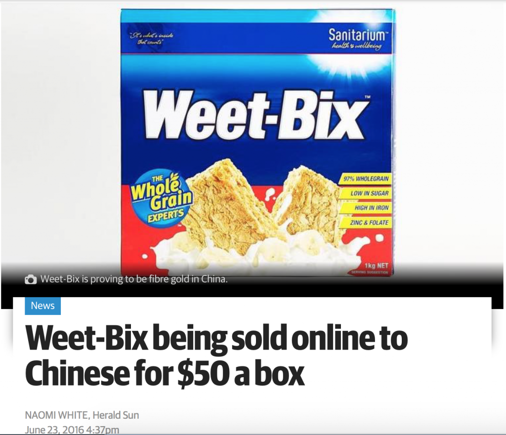 Weet-Bix成中国人扫货新宠 5澳元被炒到最高達50澳元
