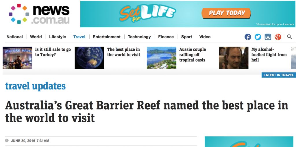 【棒呆】澳洲大堡礁又拿第一！2016-17全球最佳旅游胜地Top 10新鲜出炉！
