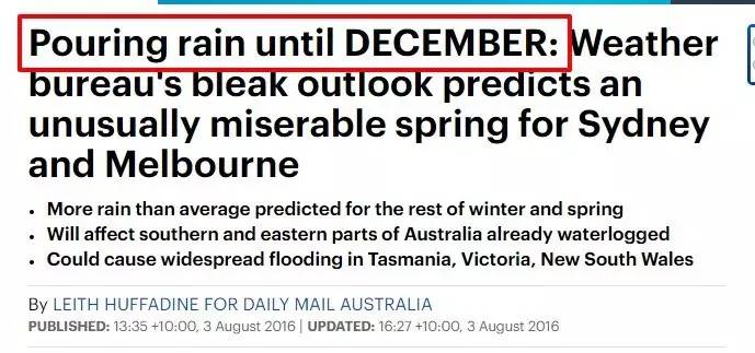 墨尔本＆悉尼的大雨或将持续到十二月⋯⋯狂风、暴雨、大雪、洪水也一直在路上⋯⋯这个冬天好难过