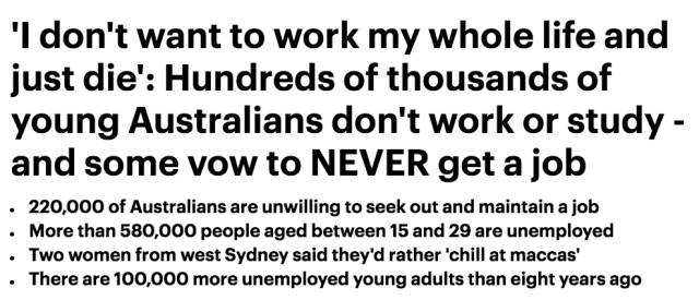 成千上万的澳洲年轻人不愿工作：反正有政府养我，凭什么要工作呢？