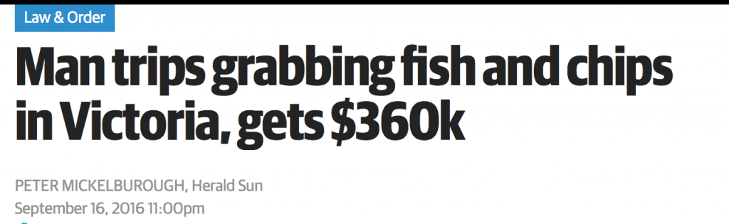 维州男子出门买鱼薯摔了一跤，政府赔了他36万澳元