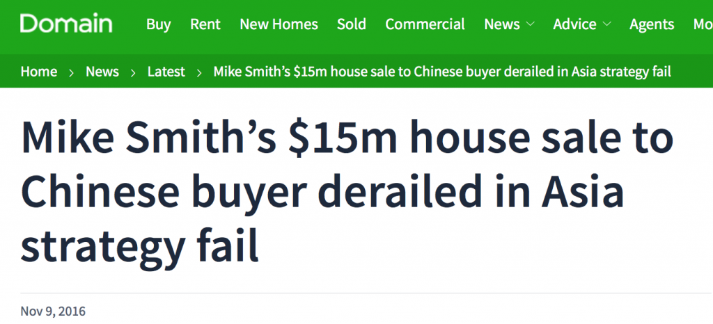 中国买家买下澳洲豪宅付款难，交易半途而废