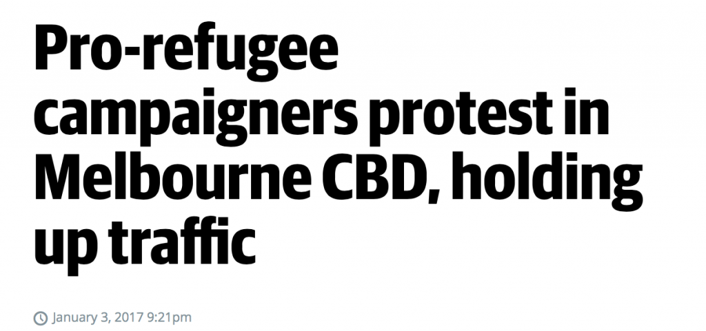 难民支持者们昨晚把墨尔本City主路堵了！高喊：尽快让难民进入澳洲！