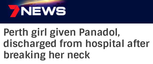 澳洲一8岁小女生意外摔倒，医院检查说并无大碍，两天后却被告知脖子多处骨折，差点瘫痪！