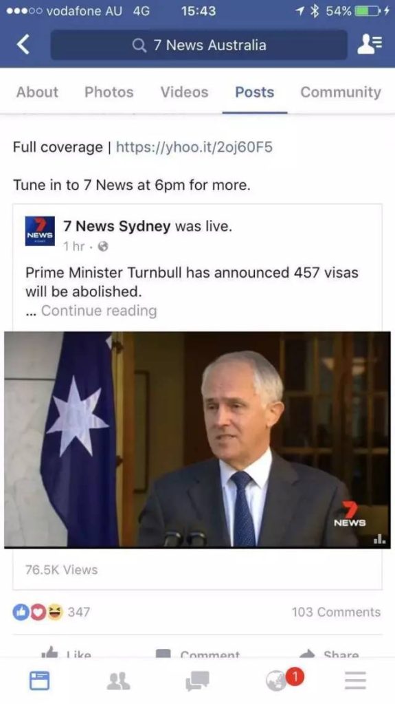 澳移民局废除457新闻发布会，新签细节曝光：转PR变难，明年3月实行
