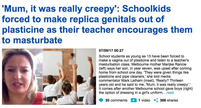 鼓励自慰，做模仿异性的生殖器⋯⋯来看看澳洲中小学最新推行的性教育课