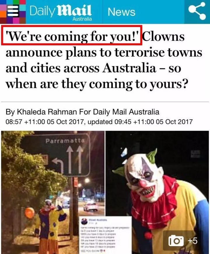 恐怖小丑发警告，10月6日起发动攻击，昆州、墨尔本及全澳统统被点名