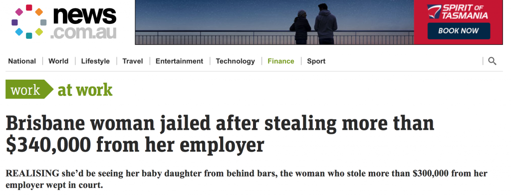 澳洲女子挪用了30萬公款進監獄，網友卻紛紛表示這牢坐得太值了